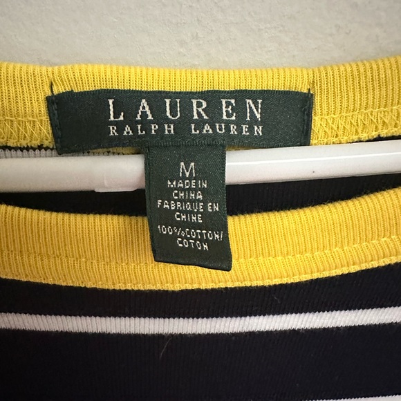 Ralph Lauren Blue and White Sheath Dress 3/4 Sleeve Crew Neck - Picture 3 of 3